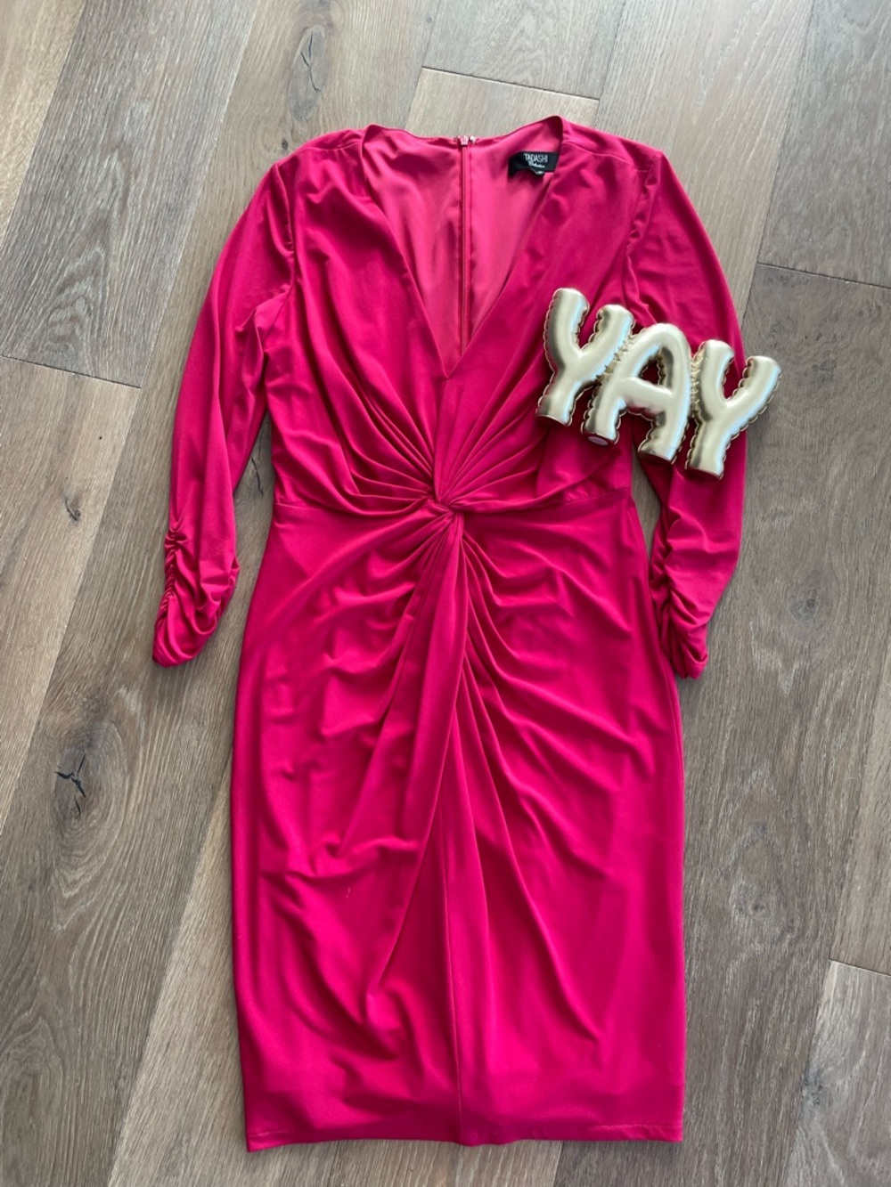Tadadhi Collection Fuchsia Twist-Front Long Sleeve Dress